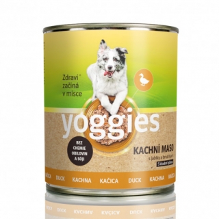 Yoggies konzerva Kachní maso s brusinkami a kloubní výživou 800g